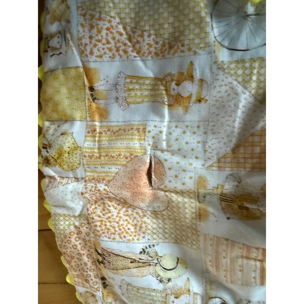 Holly Hobbie vintage handmade yellow and orange patterned changing‎ pad cover